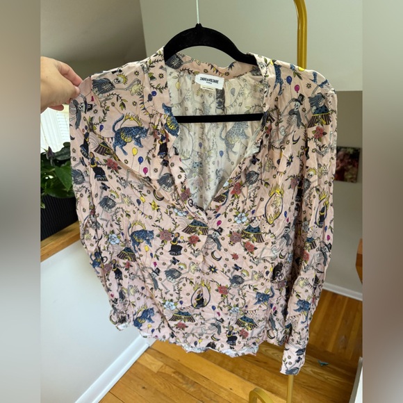 Zadig & Voltaire Women’s Tink Circus Pattern Top Size Large - Picture 1 of 9